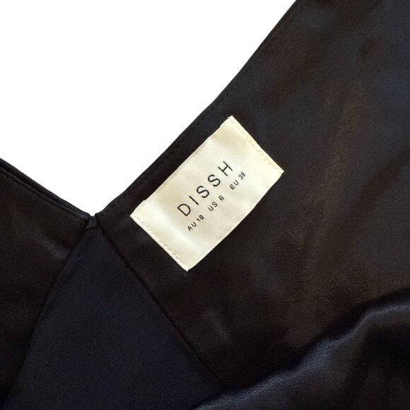 Dissh Black Satin Slip V-Neck Mini Dress | Women's US Size 6 - Picture 5 of 6